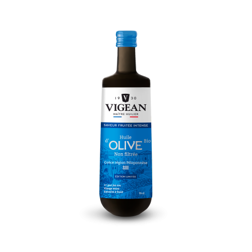 Bouteille Huile d'olive bio vierge extra de Grèce non filtrée 75cl