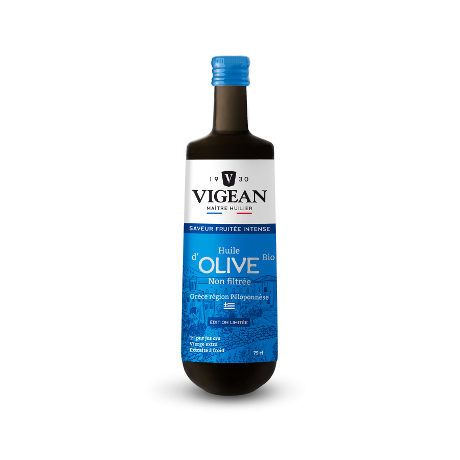 Bouteille Huile d'olive bio vierge extra de Grèce non filtrée 75cl