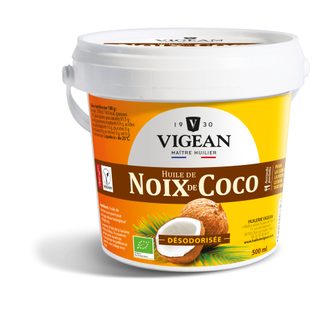 Huile de noix de coco désodorisée bio