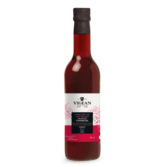Vinaigre de vin rouge aromatisé à la framboise origine France