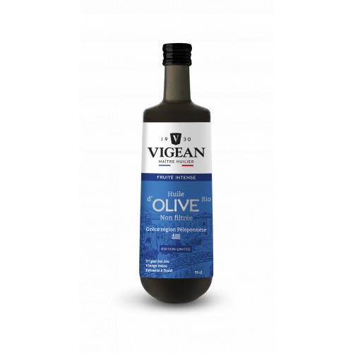 Bouteille Huile d'olive bio vierge extra de Grèce non filtrée 75cl