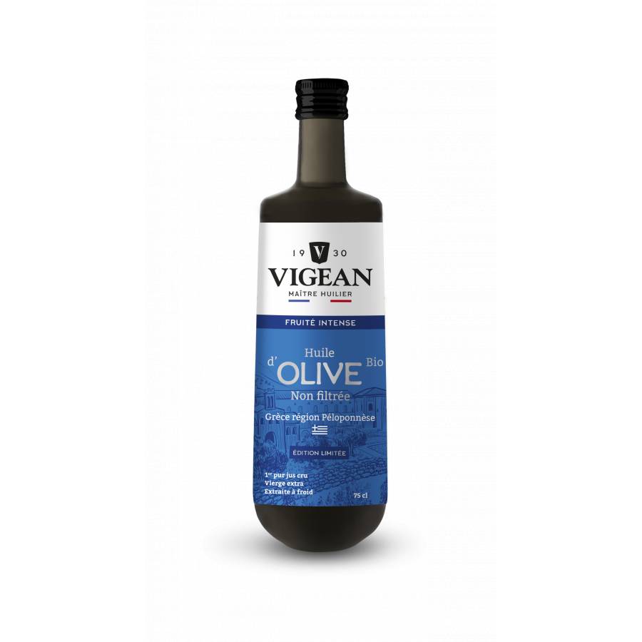 Bouteille Huile d'olive bio vierge extra de Grèce non filtrée 75cl