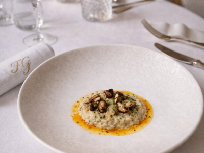 Risotto aux champignons, filet de Pikante symphonie