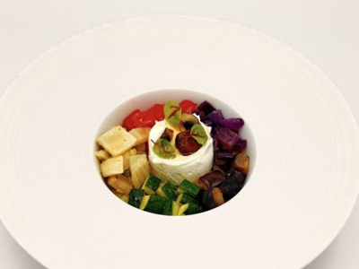 Labneh à l’huile Pikante Symphonie, légumes rôtis au four