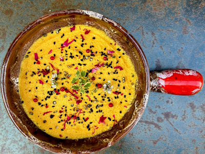 Tartinade de carottes, chèvre frais & huile infusée à l’ail